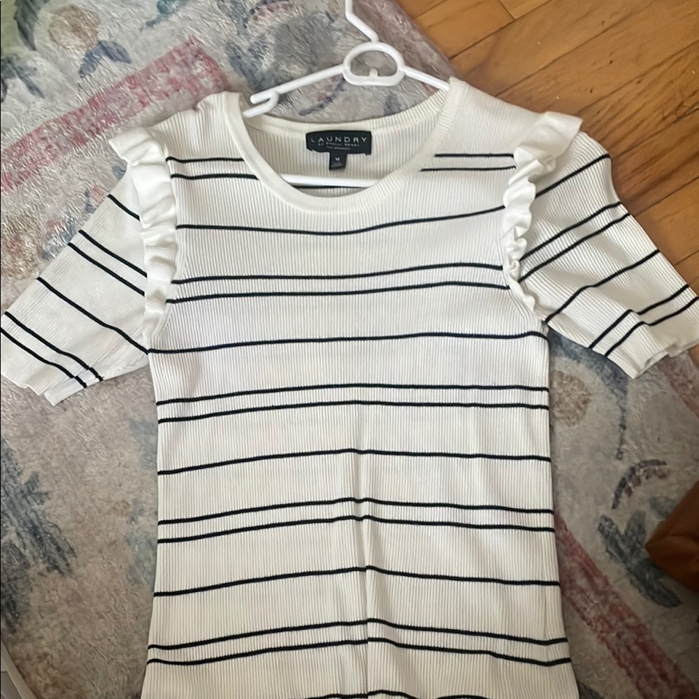 Sunday Best Striped Ruffle Sleeve Top